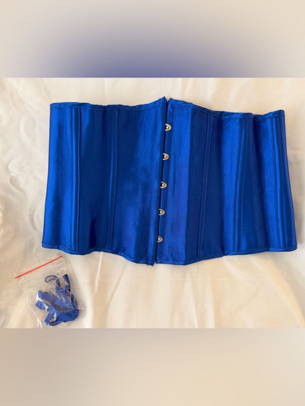 Satin Waist Cincher Corset Belt in Cobalt Blue